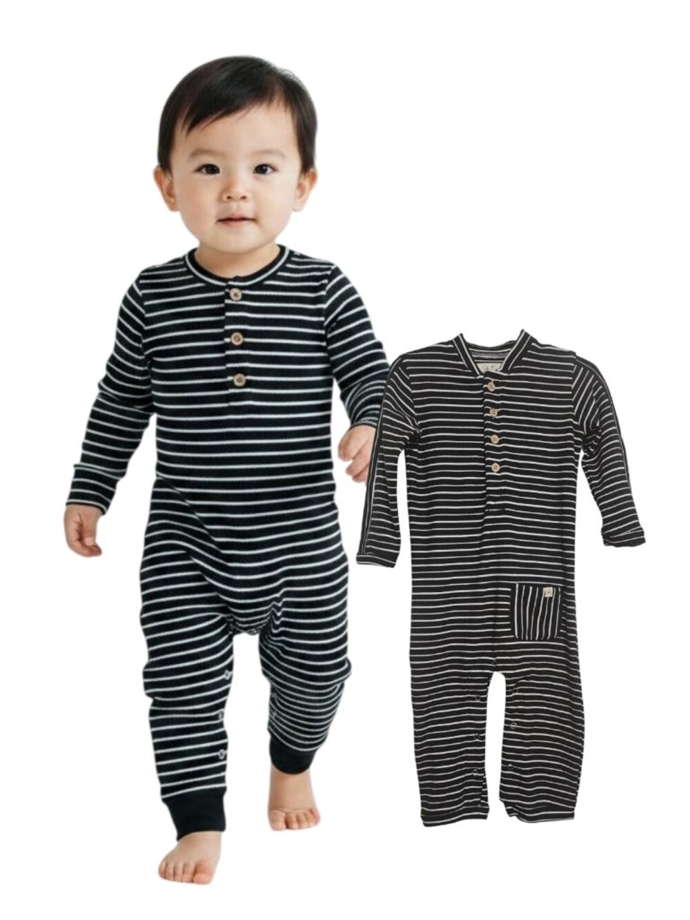 NWT - Long Sleeve Stripe Polo Romper from Me & Henry - size 12/18m